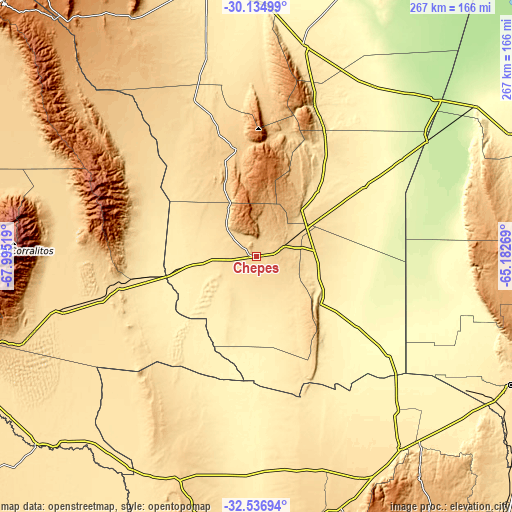 Topographic map of Chepes