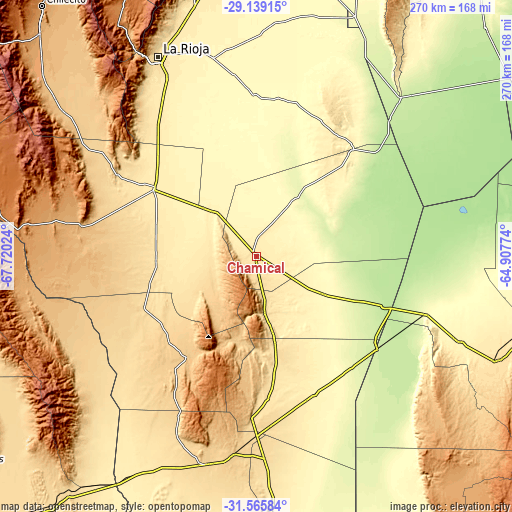 Topographic map of Chamical