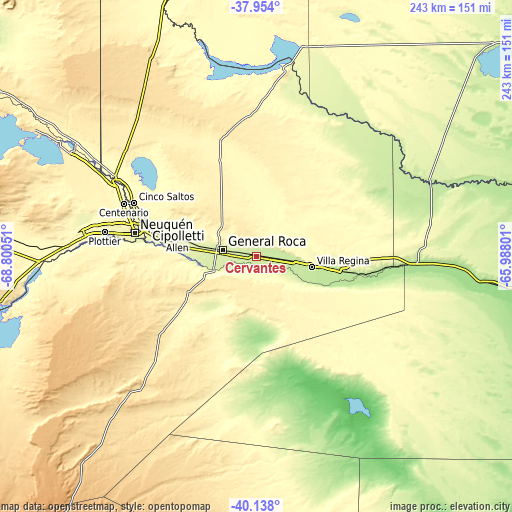 Topographic map of Cervantes