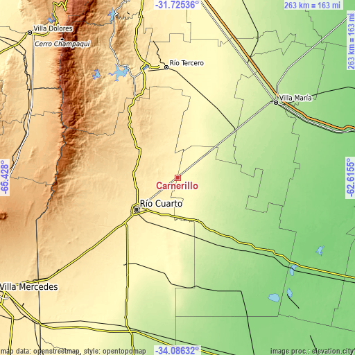 Topographic map of Carnerillo