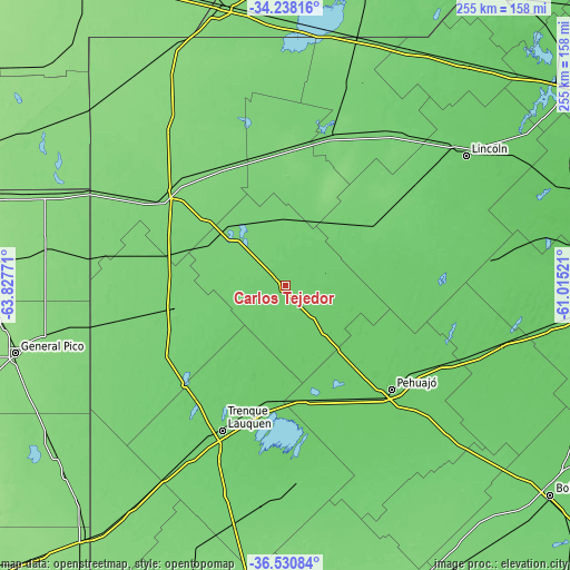 Topographic map of Carlos Tejedor