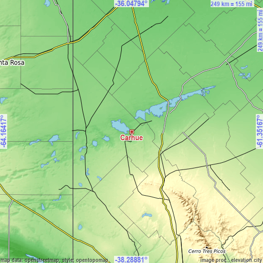 Topographic map of Carhué