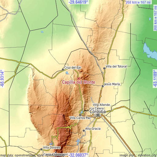 Topographic map of Capilla del Monte