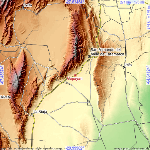 Topographic map of Capayán