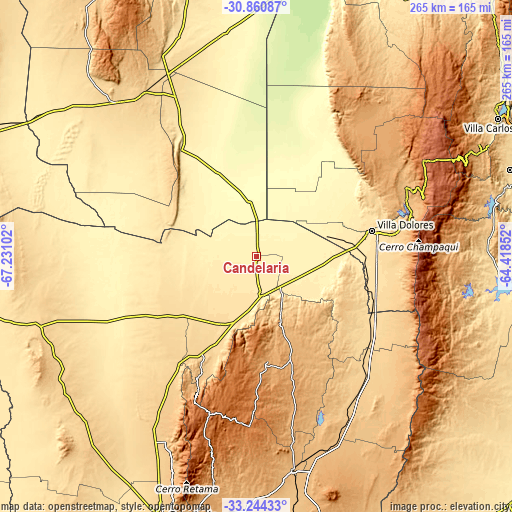 Topographic map of Candelaria