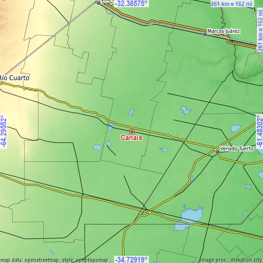 Topographic map of Canals