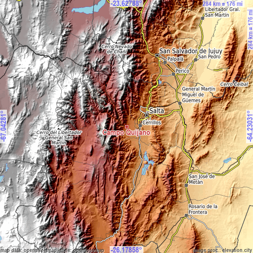 Topographic map of Campo Quijano