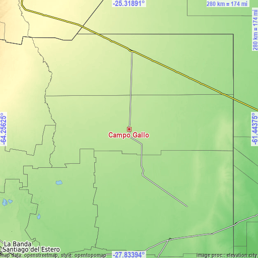 Topographic map of Campo Gallo