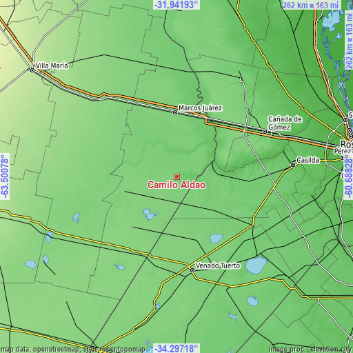 Topographic map of Camilo Aldao