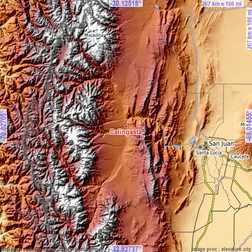 Topographic map of Calingasta
