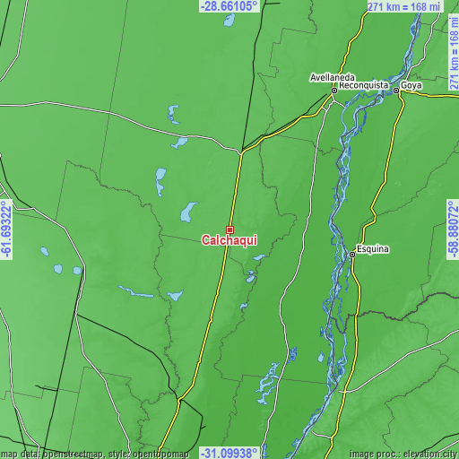 Topographic map of Calchaquí