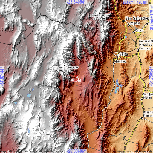 Topographic map of Cachí