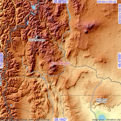 Topographic map of Buta Ranquil