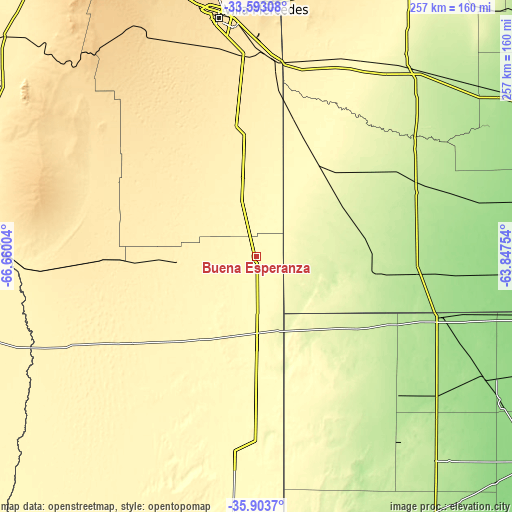 Topographic map of Buena Esperanza