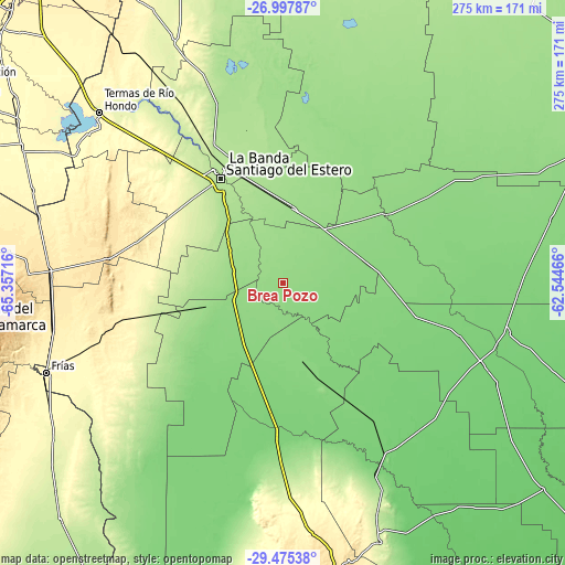 Topographic map of Brea Pozo