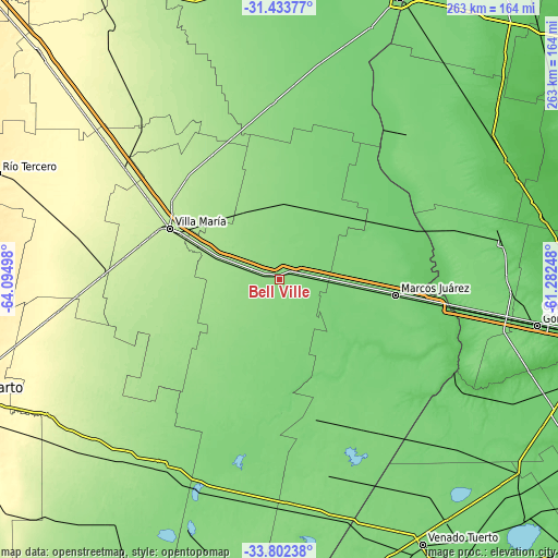 Topographic map of Bell Ville