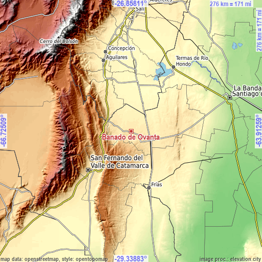 Topographic map of Bañado de Ovanta