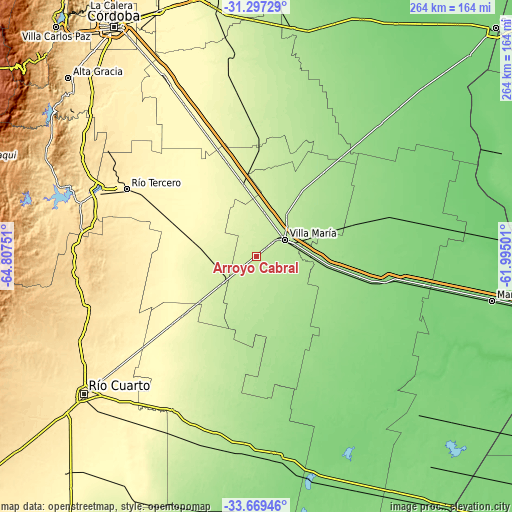Topographic map of Arroyo Cabral