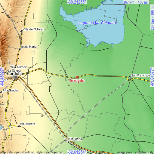 Topographic map of Arroyito