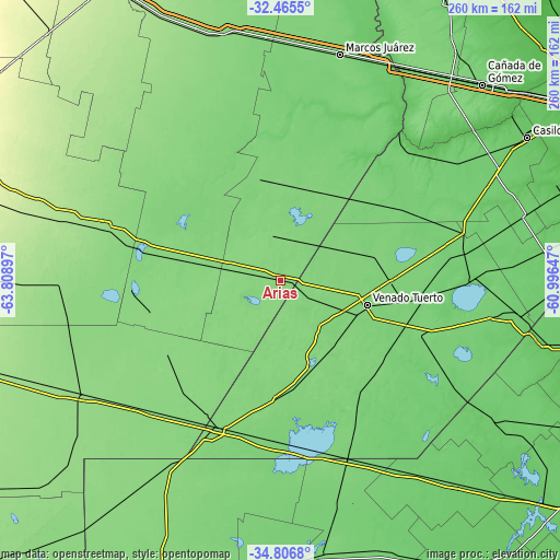 Topographic map of Arias