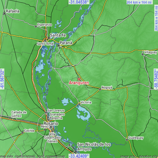 Topographic map of Aranguren