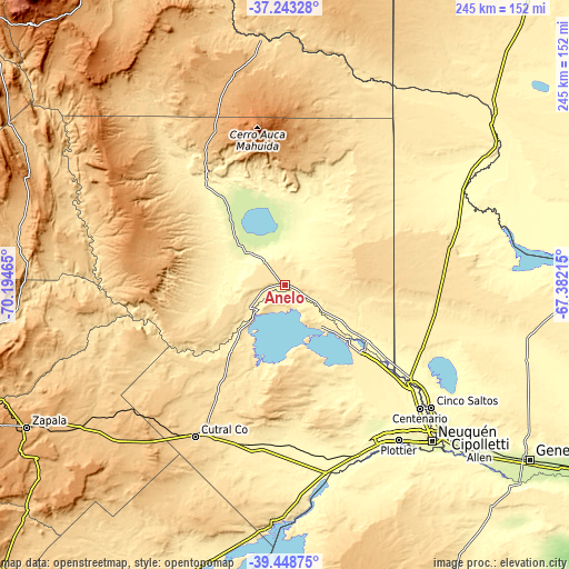 Topographic map of Añelo