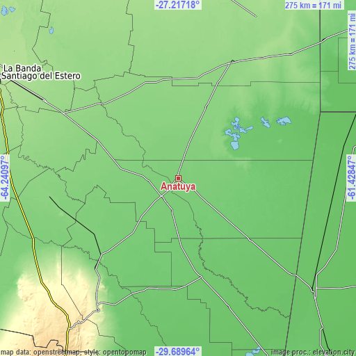 Topographic map of Añatuya