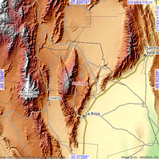 Topographic map of Aminga