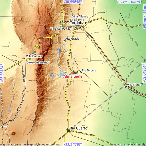 Topographic map of Almafuerte