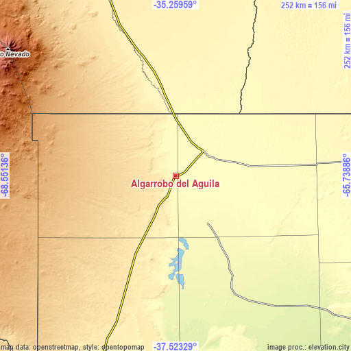Topographic map of Algarrobo del Águila