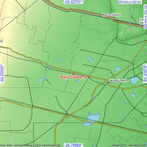 Topographic map of Alejo Ledesma