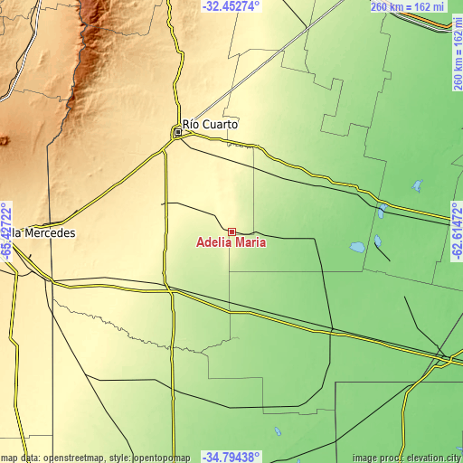 Topographic map of Adelia María