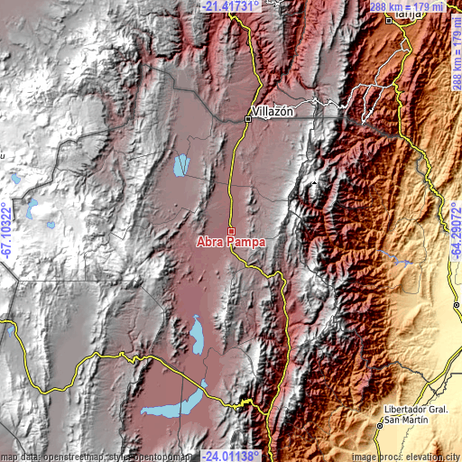 Topographic map of Abra Pampa