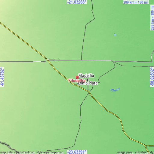 Topographic map of Filadelfia