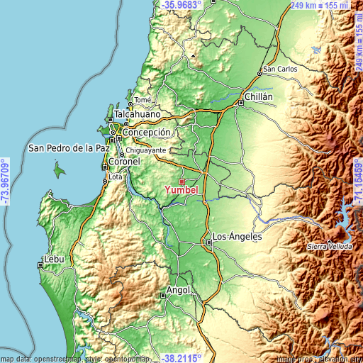 Topographic map of Yumbel