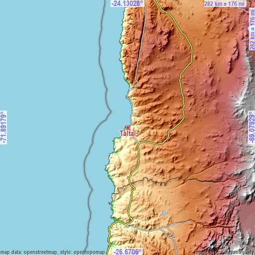 Topographic map of Taltal