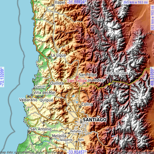Topographic map of San Felipe
