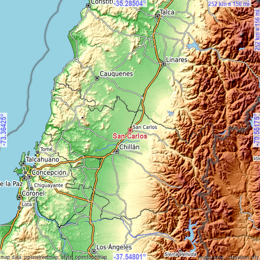 Topographic map of San Carlos