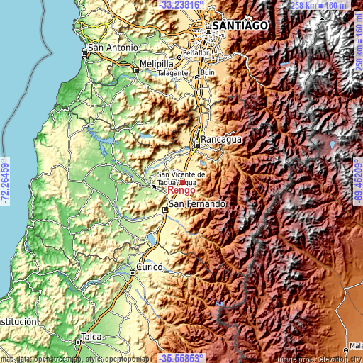 Topographic map of Rengo