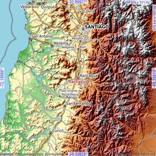 Topographic map of Rancagua