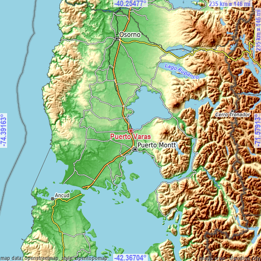 Topographic map of Puerto Varas