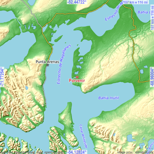 Topographic map of Porvenir