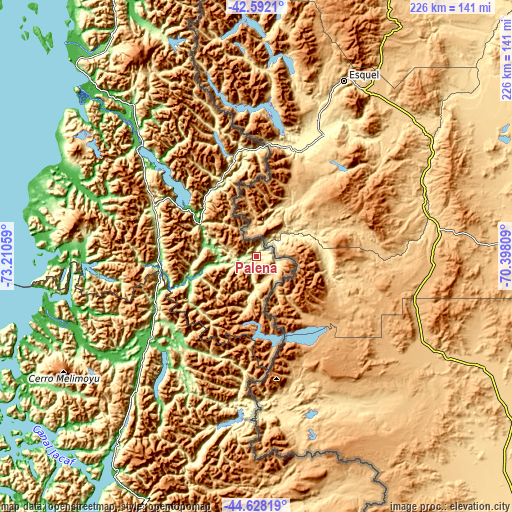 Topographic map of Palena