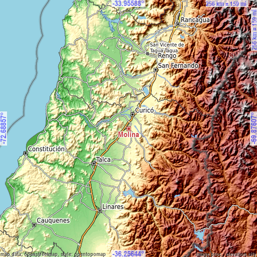 Topographic map of Molina