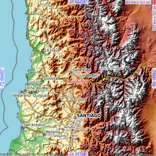 Topographic map of Los Andes