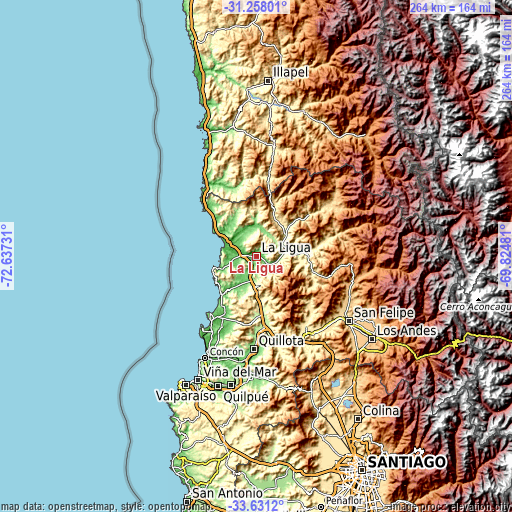 Topographic map of La Ligua