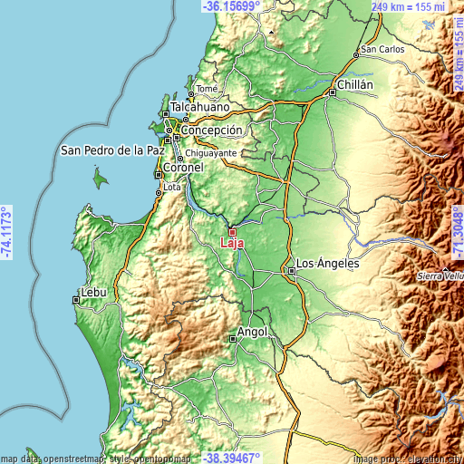 Topographic map of Laja