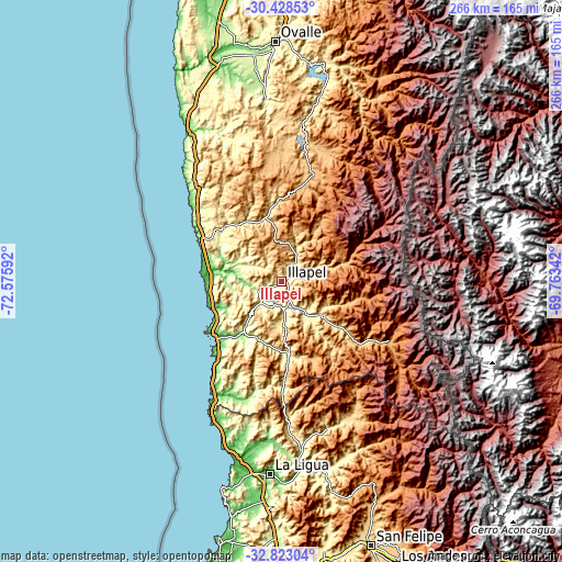 Topographic map of Illapel