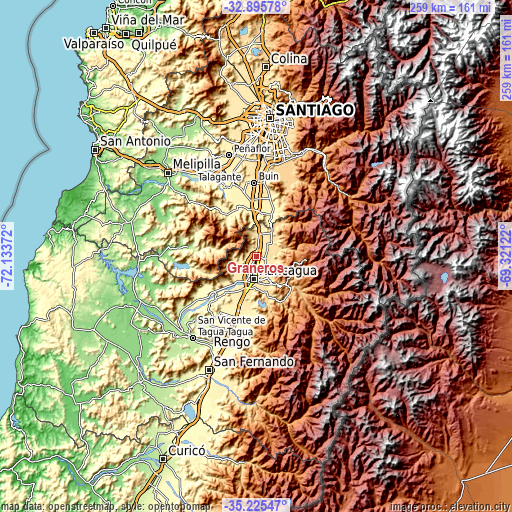 Topographic map of Graneros