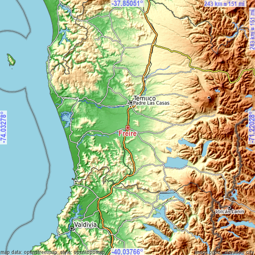 Topographic map of Freire